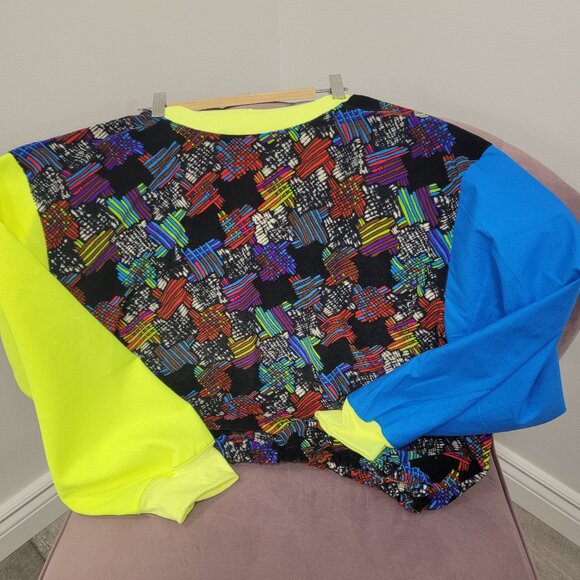 Handmade Neon/Multi Cropped Crew Neck - Picture 3 of 3